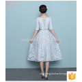 Short Sleeve Tea-Length Alibaba Suzhou Factory Formal Bridesmaid Dress